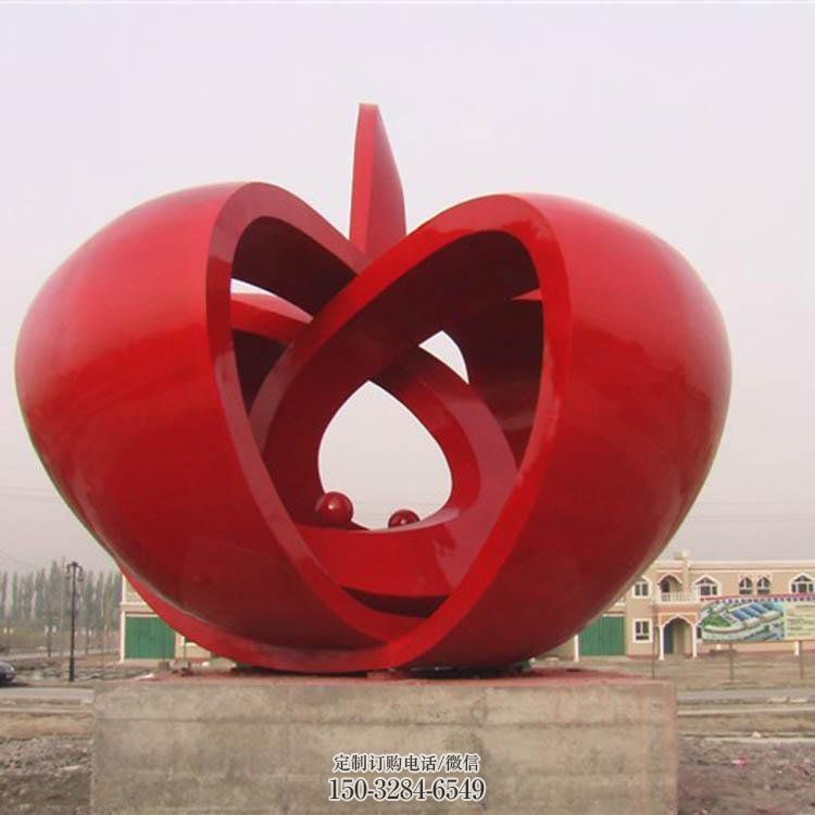 几何苹果雕塑 庭院仿真雕塑 彩绘摆件