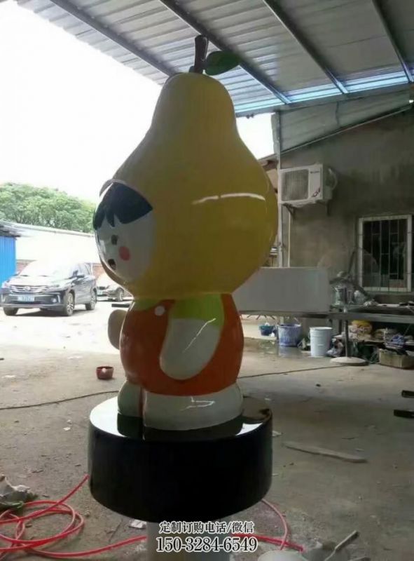 几何鸭梨雕塑 庭院仿真雕塑 彩绘摆件