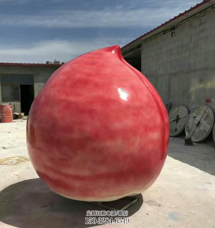 酒店寿桃雕塑 庭院仿真雕塑 彩绘小品
