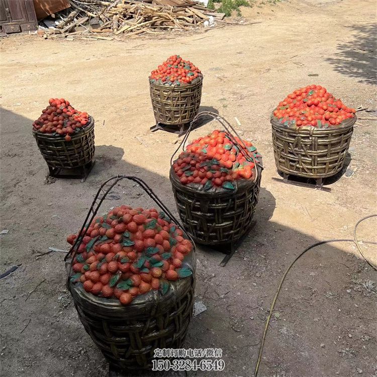 商业街荔枝雕塑 烤漆摆件 彩绘雕塑