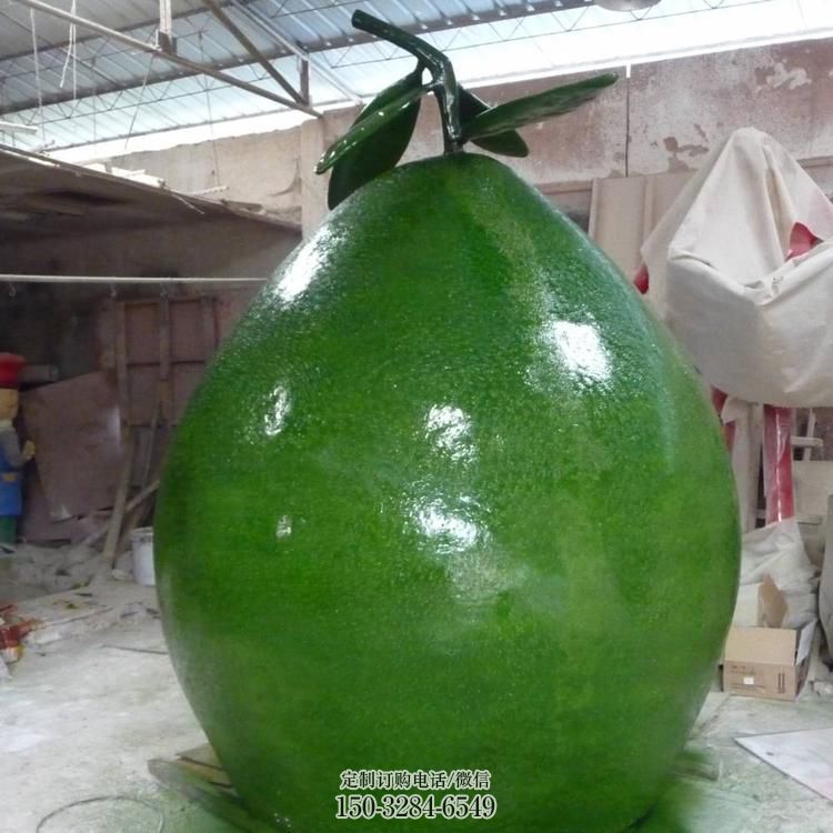 水景柚子雕塑 彩绘果蔬雕塑 现代水果雕塑