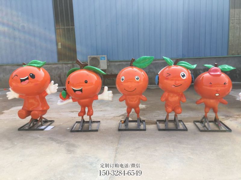 抽象橙子雕塑 店门口彩绘雕塑 步行街摆件