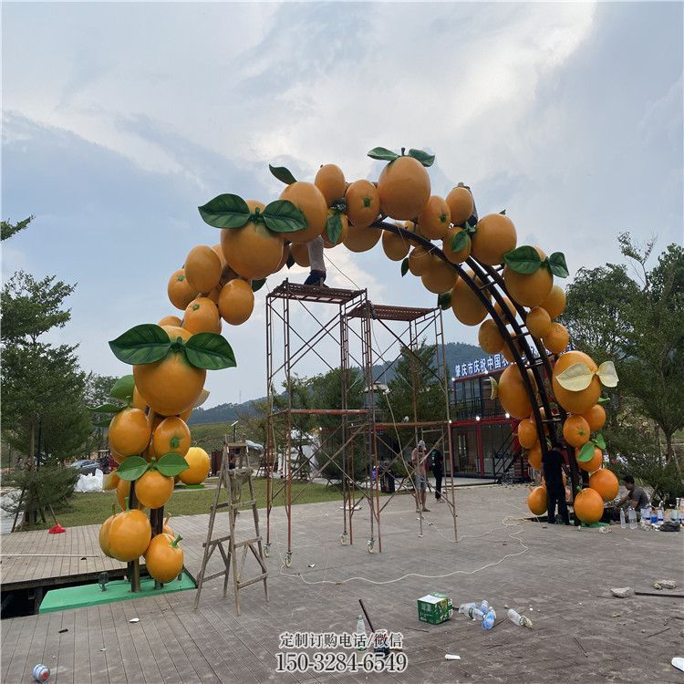 中式柠檬雕塑 园林景观水果雕塑精选 园林雕塑摆件订做